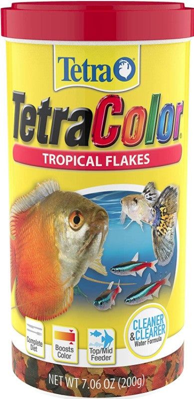 7.06 oz Tetra TetraColor Tropical Flakes Fish Food Cleaner and Clearer Water Formula