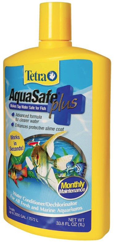33.8 oz Tetra AquaSafe Plus Water Conditioner Makes Tap Water Safe for Fish