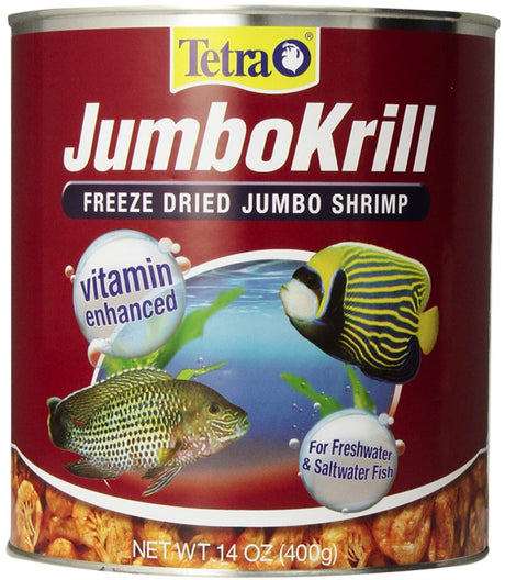 28 oz (2 x 14 oz) Tetra JumboKrill Freeze Dried Jumbo Shrimp Vitamin Enhanced Fish Food