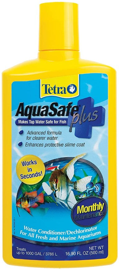 50.7 oz (3 x 16.9 oz) Tetra AquaSafe Plus Water Conditioner Makes Tap Water Safe for Fish