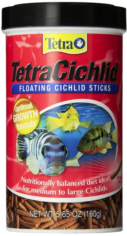 22.6 oz (4 x 5.65 oz) Tetra TetraCichlid Floating Cichlid Sticks Fish Food Optimal Growth Formula