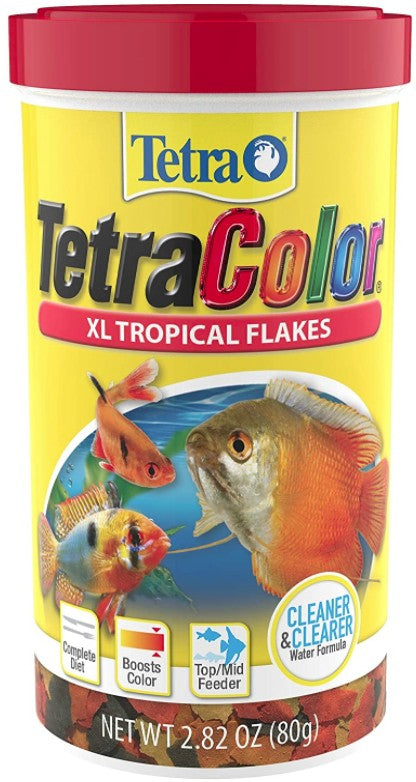 2.82 oz Tetra TetraColor Tropical Flakes Fish Food Cleaner and Clearer Water Formula