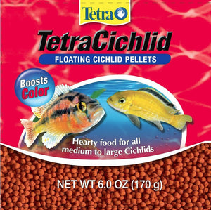 6 oz Tetra TetraCichlid Floating Cichlid Pellets with Natural Color Enhancers for Medium and Large Cichlids
