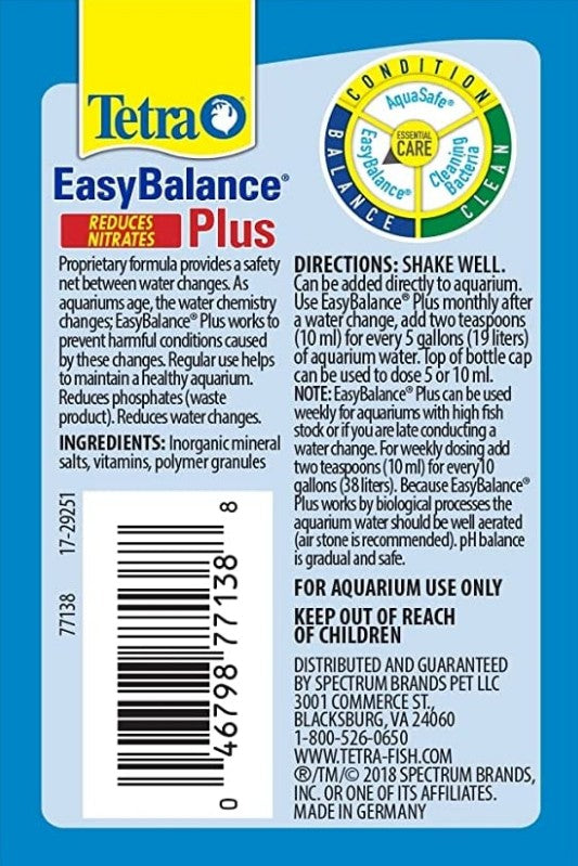 3.38 oz Tetra Easy Balance Plus Reduces Nitrates with Nitraban for Aquariums