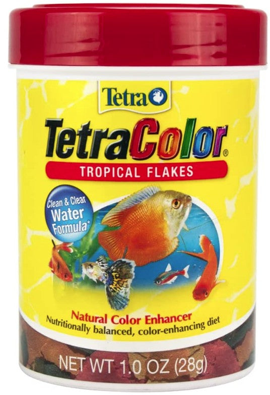1 oz Tetra TetraColor Tropical Flakes Fish Food Cleaner and Clearer Water Formula