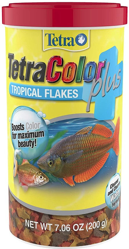 7.06 oz Tetra TetraColor Plus Tropical Flakes Fish Food Boosts Color for Maximum Beauty