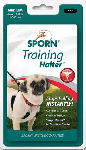 Medium - 1 count Sporn Original Training Halter for Dogs Black