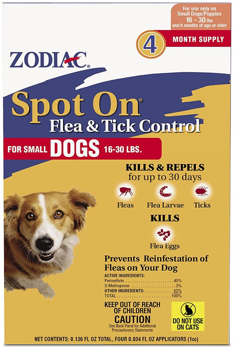4 count Zodiac Spot On Flea and Tick Control for Small Dogs