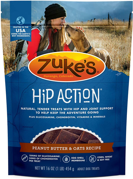 1 lb Zukes Hip Action Treats Peanut Butter and Oats
