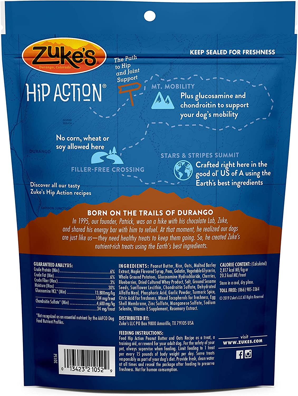 Zukes Hip Action Treats Peanut Butter and Oats - PetMountain.com