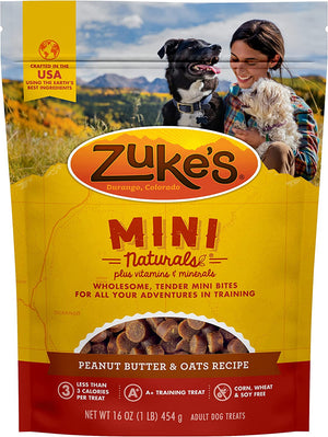 3 lb (3 x 1 lb) Zukes Mini Naturals Treats Peanut Butter and Oats