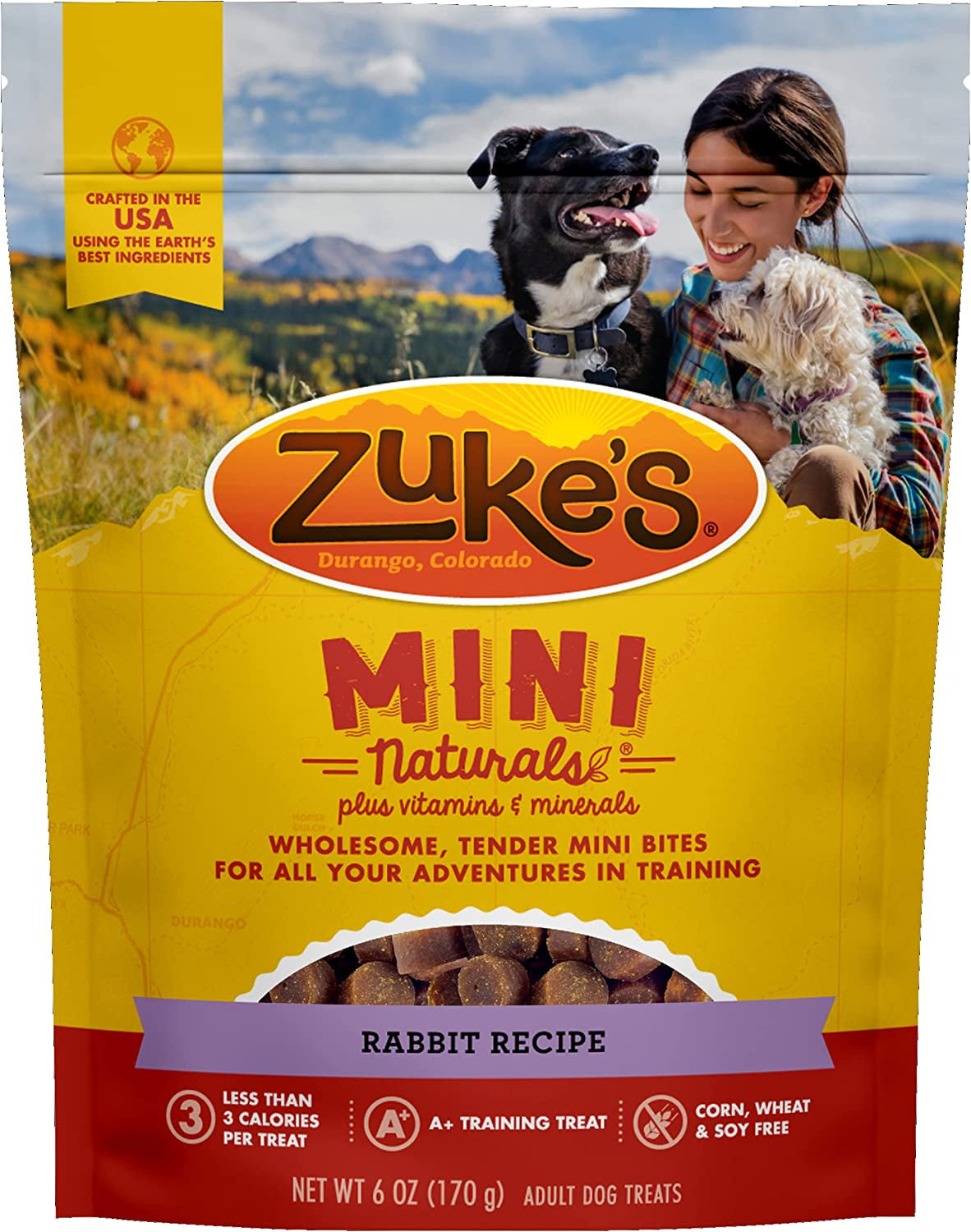 72 oz (12 x 6 oz) Zukes Mini Naturals Dog Treats Rabbit Recipe