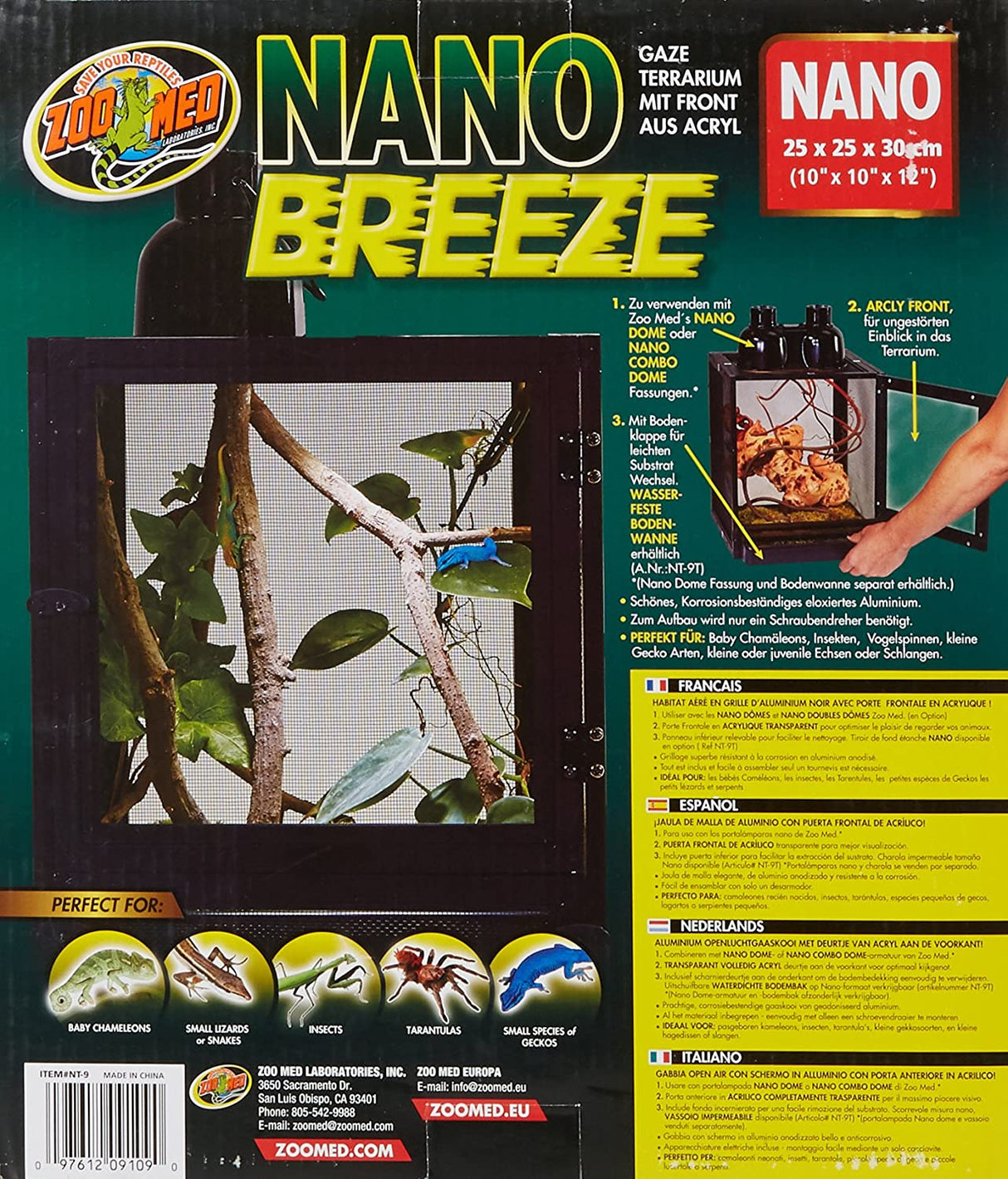 Zoo Med Nano Breeze Open Air Aluminum Screen Cage Habitat for Reptiles, and Insects - PetMountain.com