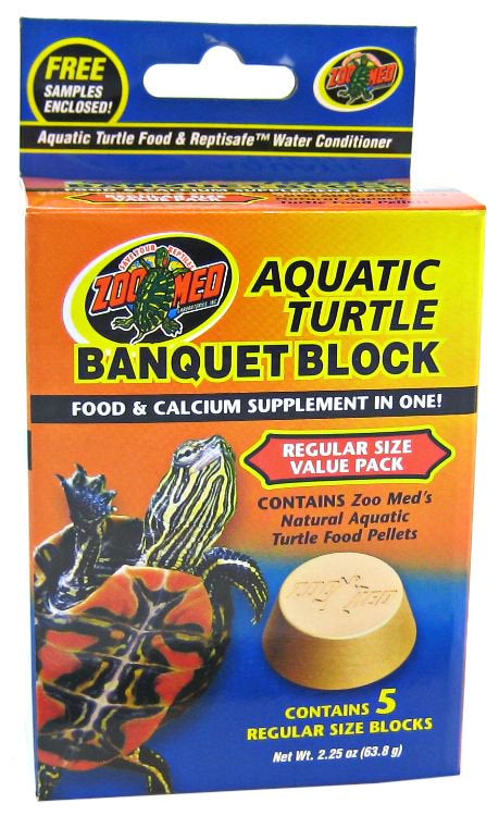 Regular - 5 count Zoo Med Aquatic Turtle Banquet Block Food and Calcium Supplement Treat