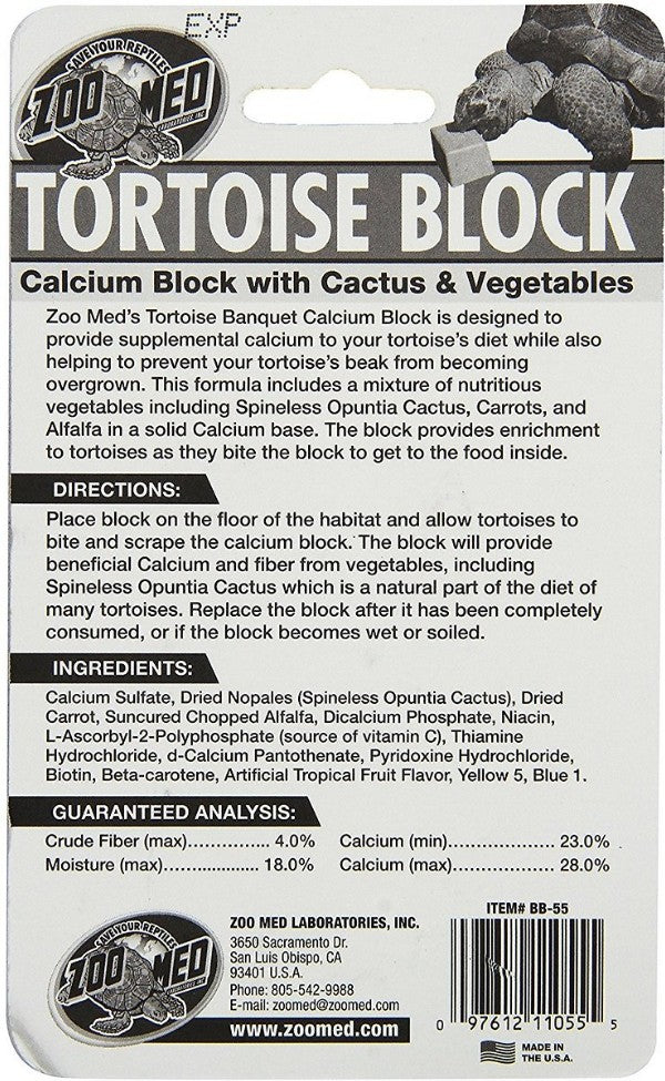 60 oz (12 x 5 oz) Zoo Med Tortoise Calcium Block with Cactus and Vegetables