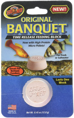 1 count Zoo Med Original Banquet Time Release Feeding Block for Fresh or Saltwater Fish