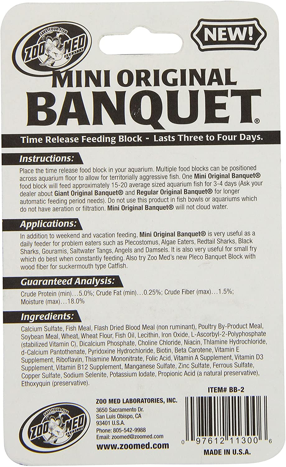 144 count (24 x 6 ct) Zoo Med Mini Original Banquet Time Release Feeding Block for Fresh or Saltwater Fish