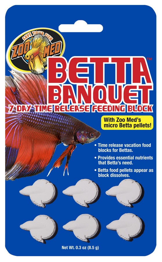 6 count Zoo Med Betta Banquet 7 Day Time Release Feeding Block