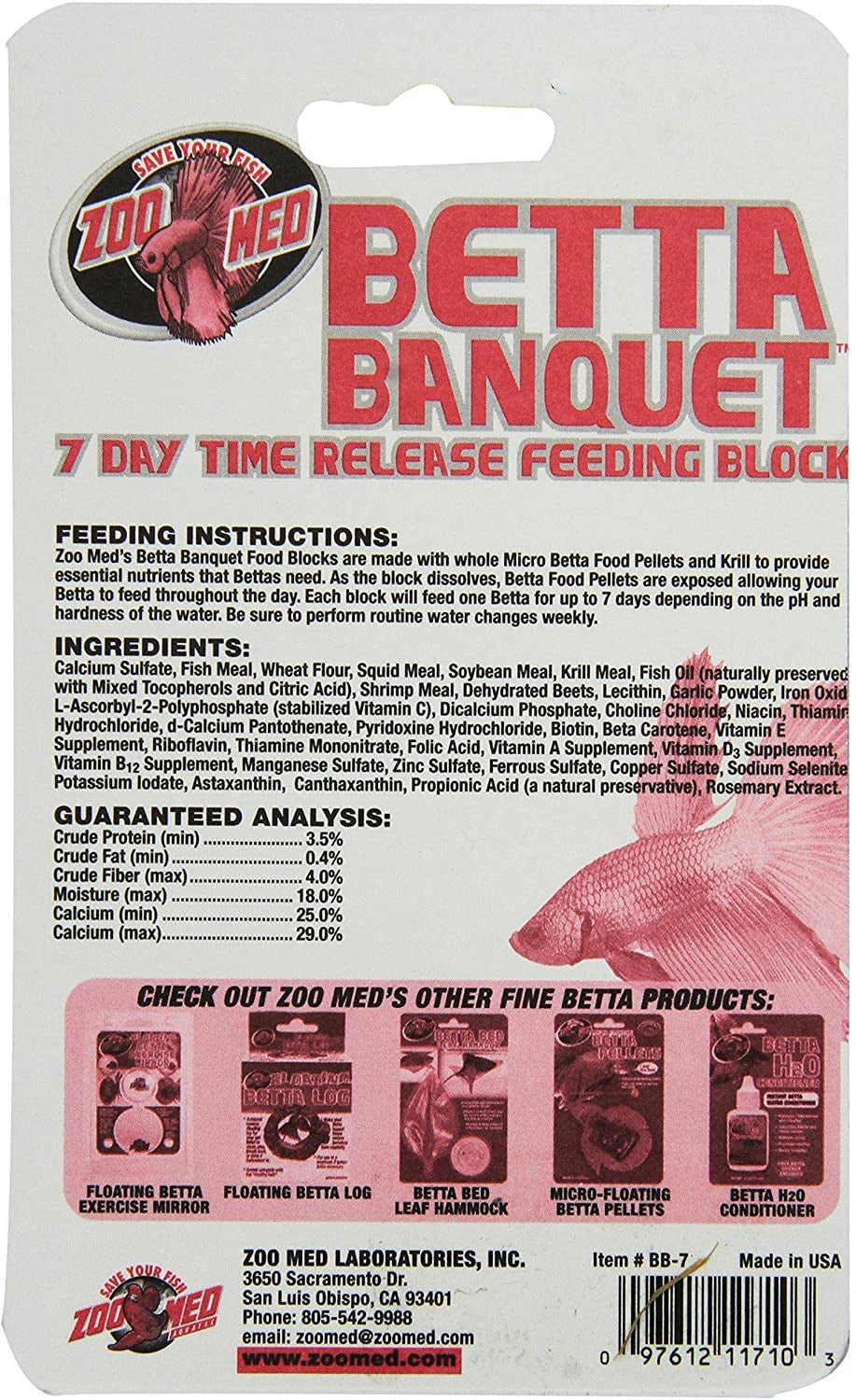 Zoo Med Betta Banquet 7 Day Time Release Feeding Block - PetMountain.com