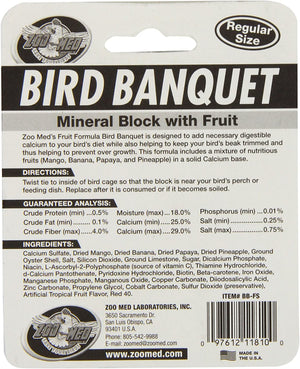 1 count Zoo Med Bird Banquet Mineral Block with Fruit