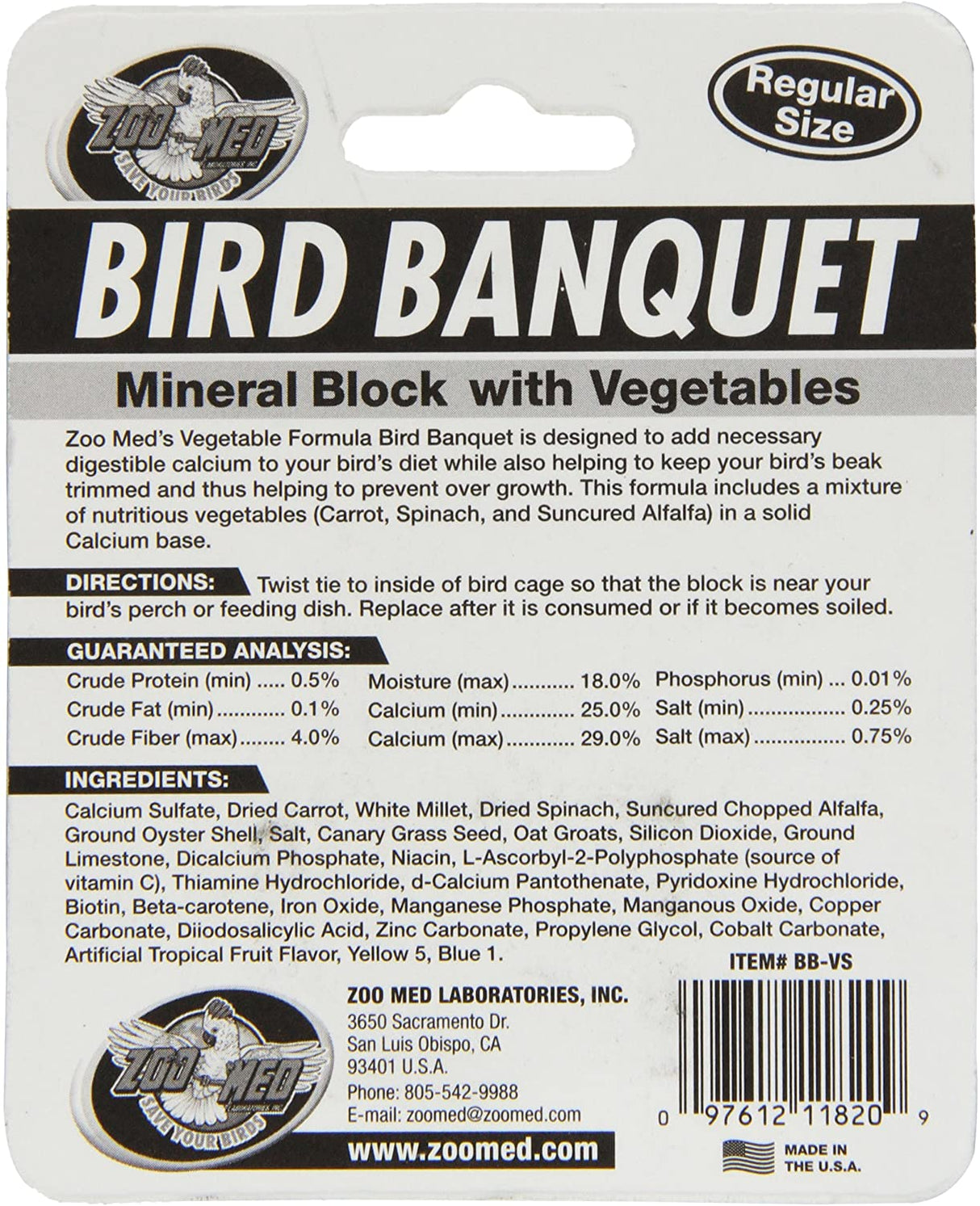 Zoo Med Bird Banquet Mineral Block with Vegetables - PetMountain.com