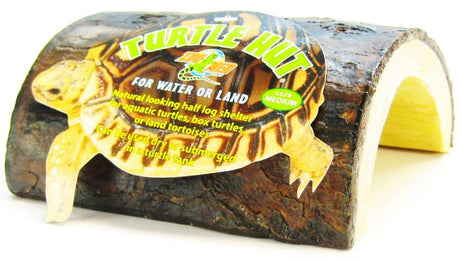 Medium - 1 count Zoo Med Turtle Hut Half Log Shelter for Water or Land