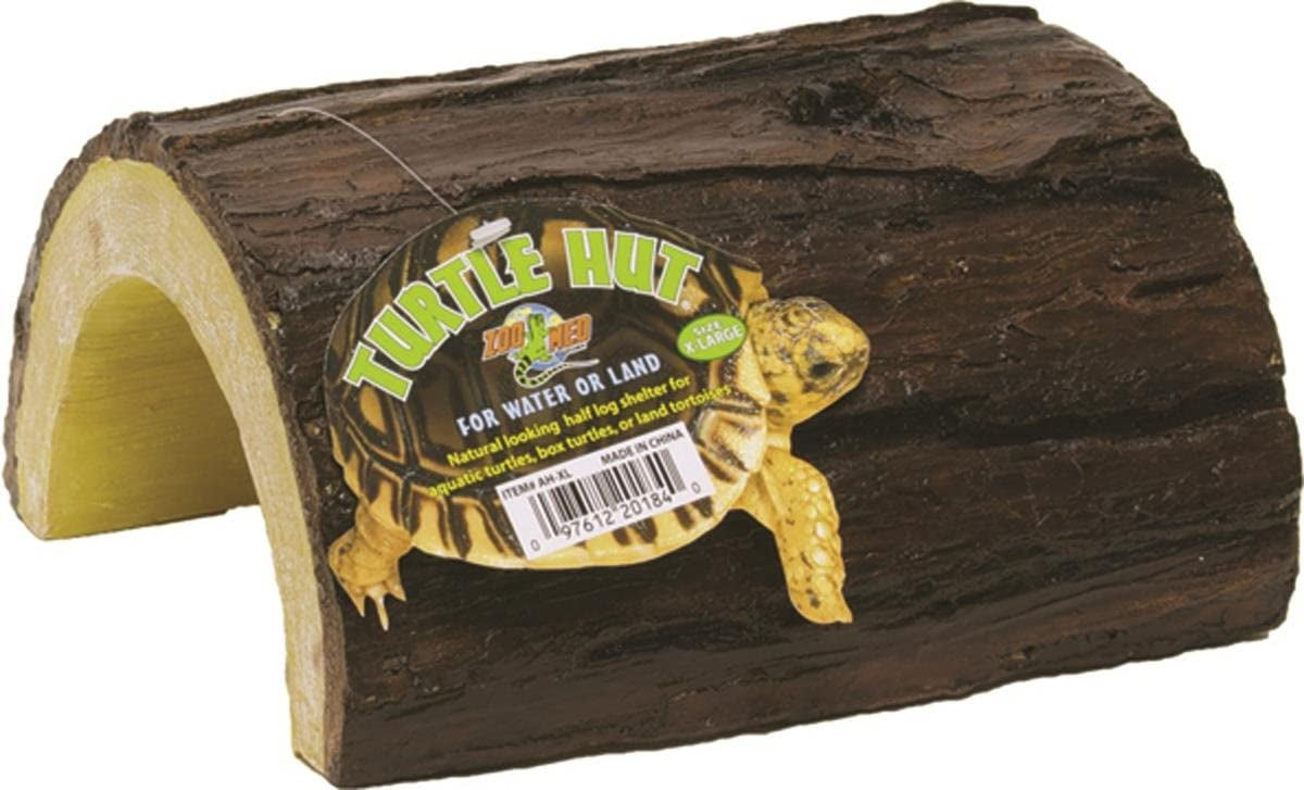 X-Large - 1 count Zoo Med Turtle Hut Half Log Shelter for Water or Land