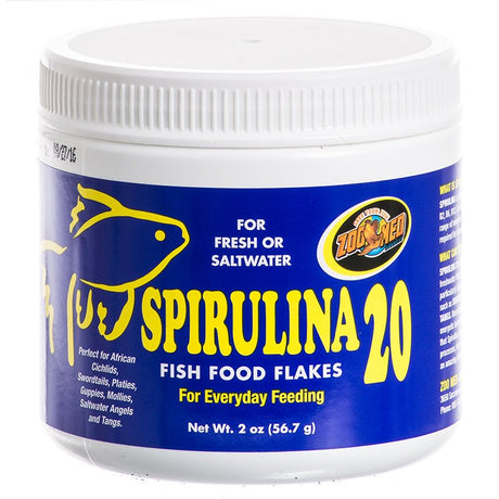 2 oz Zoo Med Spirulina 20 Fish Food Flakes