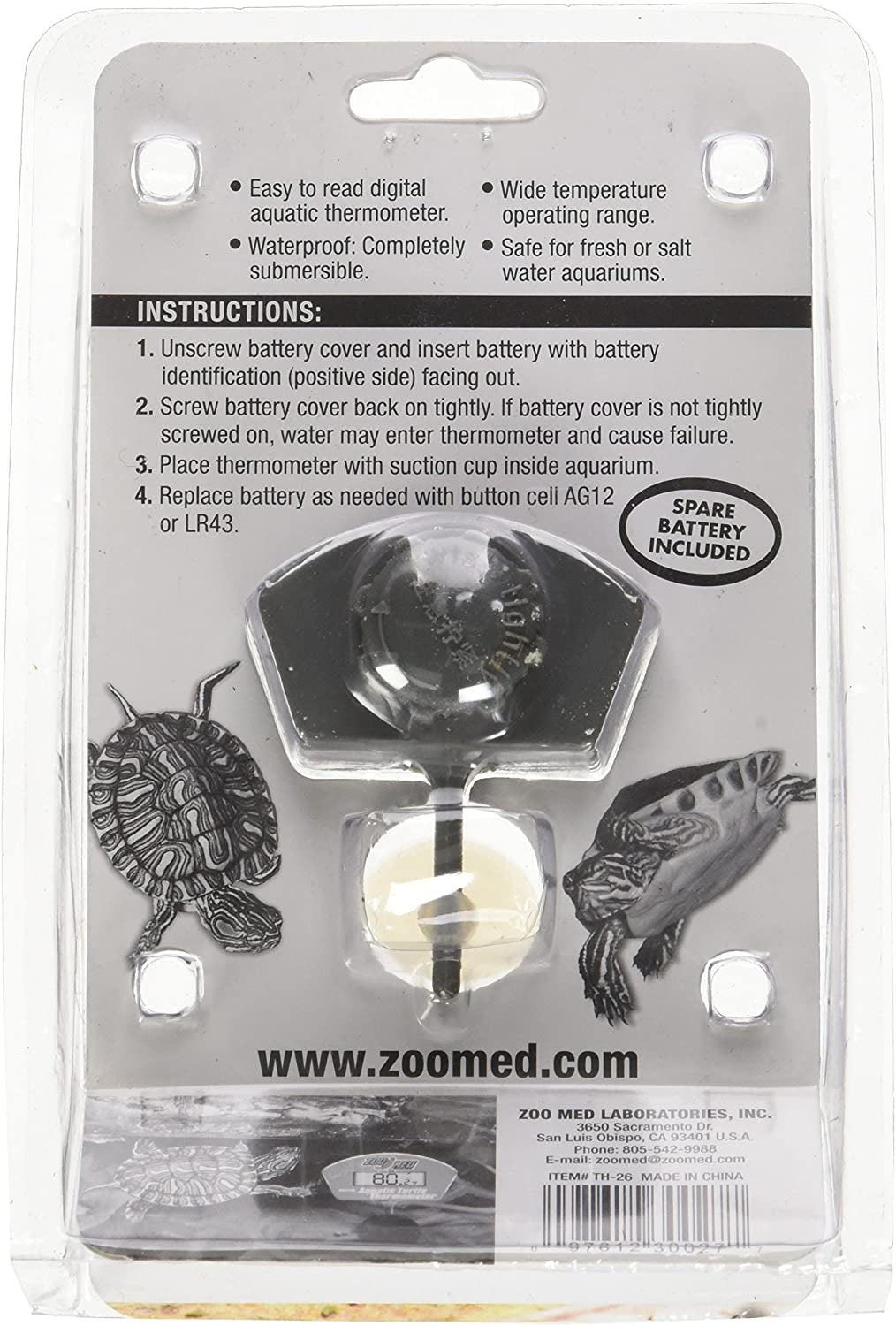 1 count Zoo Med Digital Aquatic Turtle Thermometer