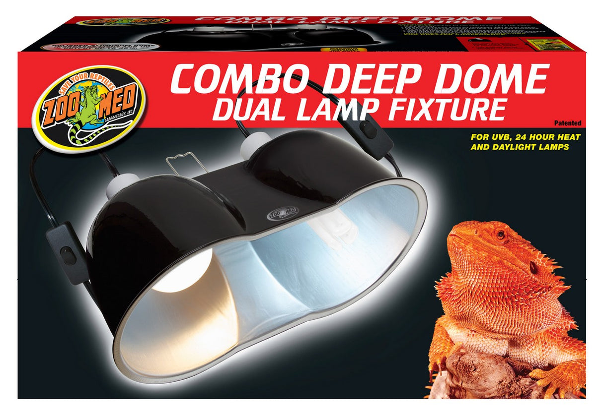 Zoo Med Combo Deep Dome Dual Lamp Fixture - PetMountain.com