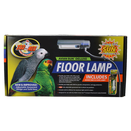 Zoo Med Avian Sun Deluxe Floor Lamp with Avian Sub 5.0 UVB Bulb - PetMountain.com