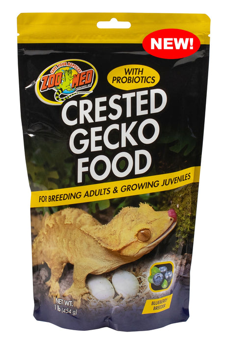 3 lb (3 x 1 lb) Zoo Med Crested Gecko Food with Probiotics For Breeding Adults and Growing Juveniles Blueberry Flavor