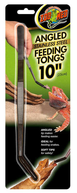 3 count Zoo Med Angled Stainless Steel Feeding Tongs