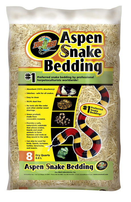 8 quart Zoo Med Aspen Snake Bedding Odorless and Safe for Snakes, Lizards, Turtles, Birds, Small Pets and Insects