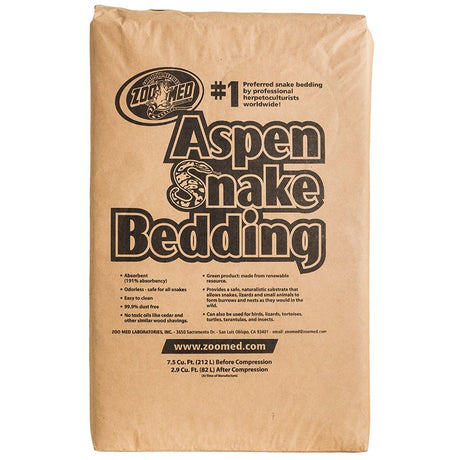 7.5 cu ft bale Zoo Med Aspen Snake Bedding Odorless and Safe for Snakes, Lizards, Turtles, Birds, Small Pets and Insects