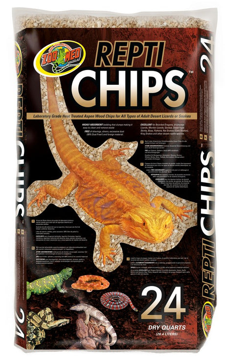 48 quart (2 x 24 qt) Zoo Med Repti Chips Aspen Wood Chips for Desert Lizards and Snakes