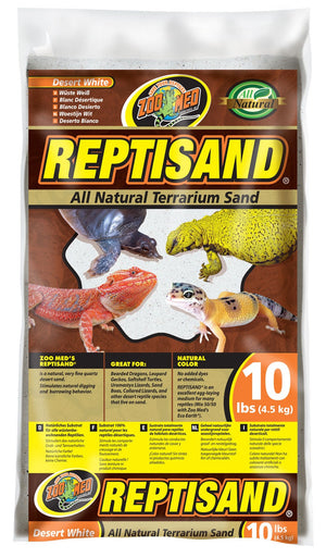 10 lb Zoo Med ReptiSand Desert White All Natural Terrarium Sand for Reptiles