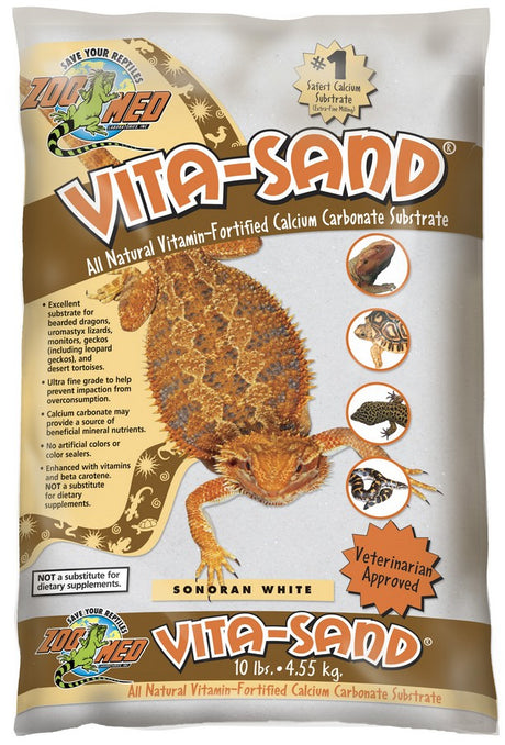 10 lb Zoo Med Vita-Sand Sonoran White All Natural Vitamin Fortified Calcium Carbonate Substrate