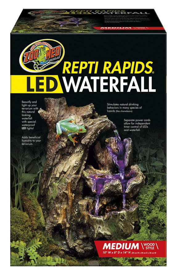 Zoo Med Repti Rapids LED Waterfall Wood Style Medium - PetMountain.com