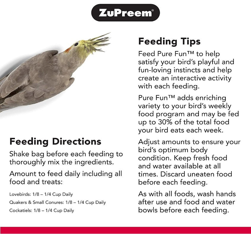 6 lb (3 x 2 lb) ZuPreem Pure Fun Enriching Variety Mix Bird Food for Medium Birds