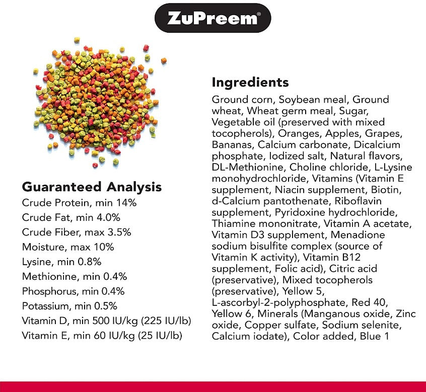 2 lb ZuPreem FruitBlend Flavor with Natural Flavors Bird Food for Small Birds