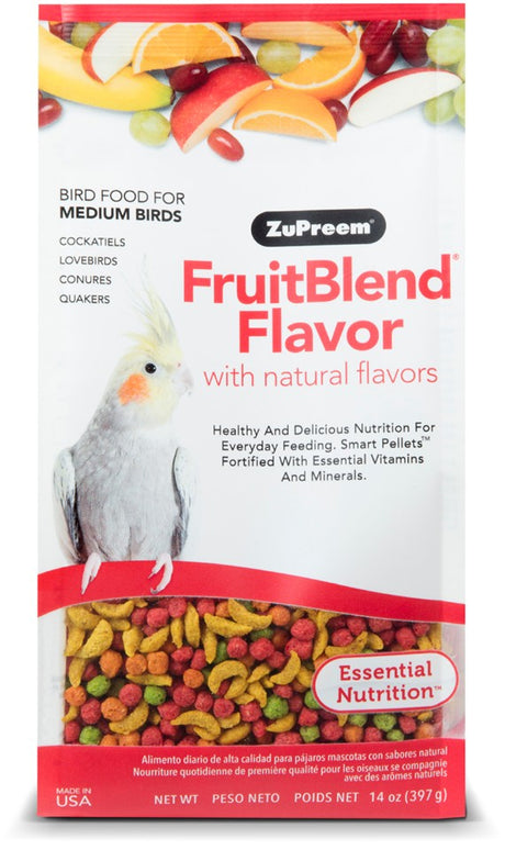 84 oz (6 x 14 oz) ZuPreem FruitBlend Flavor with Natural Flavors Bird Food for Medium Birds