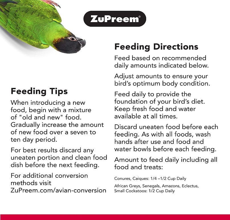12 lb ZuPreem FruitBlend Flavor with Natural Flavors Bird Food for Parrots and Conures