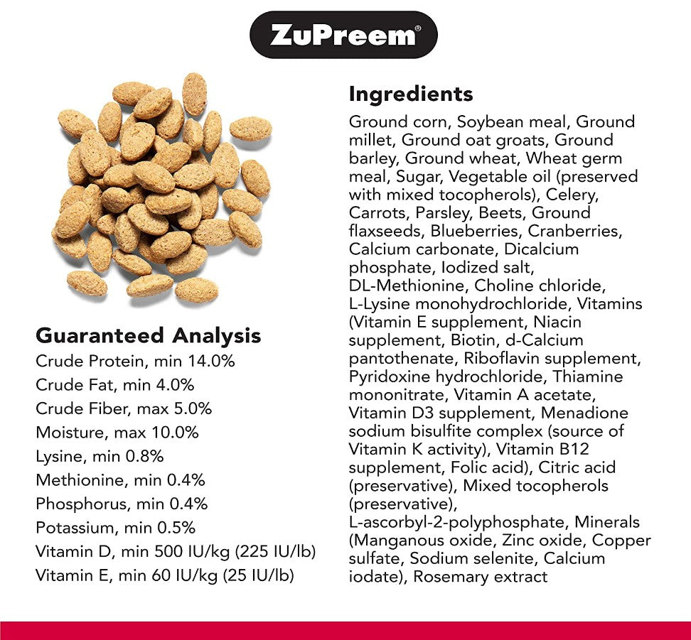 9 lb (3 x 3 lb) ZuPreem Natural with Added Vitamins, Minerals, Amino Acids Bird Food for Parrots and Conures