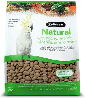 9 lb (3 x 3 lb) ZuPreem Natural with Added Vitamins, Minerals, Amino Acids Bird Food for Large Birds