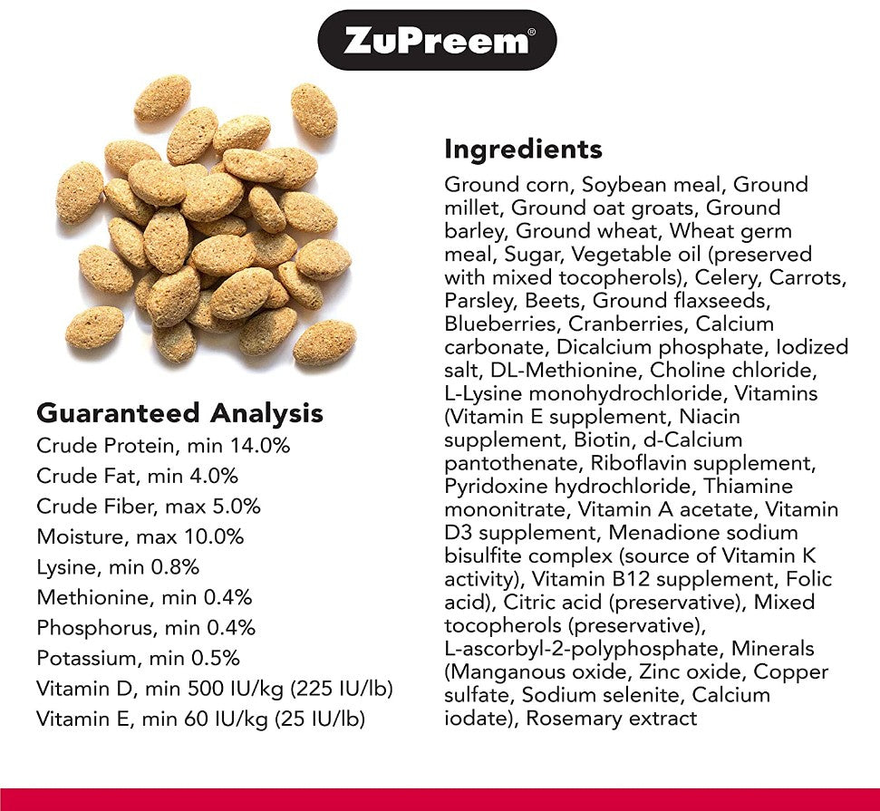 9 lb (3 x 3 lb) ZuPreem Natural with Added Vitamins, Minerals, Amino Acids Bird Food for Large Birds