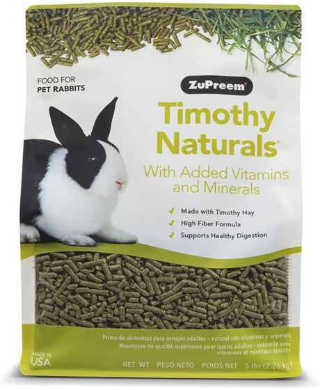 20 lb (4 x 5 lb) ZuPreem Timothy Naturals with Added Vitamins and Minerals Rabbit Food