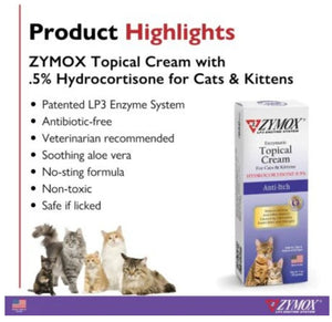 1 oz Zymox Enzymatic Anti-Itch Topical Cream for Cats & Kittens with Hydrocortisone