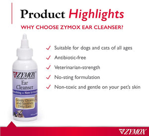 4 oz Zymox Ear Cleanser for Dogs and Cats