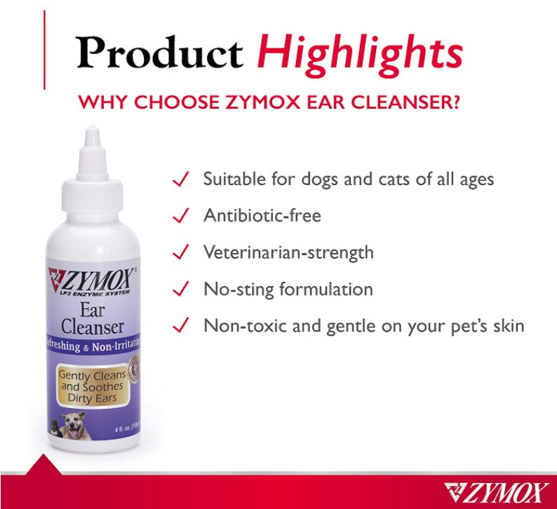 24 oz (6 x 4 oz) Zymox Ear Cleanser for Dogs and Cats
